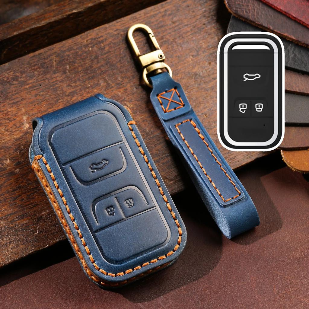 Genuine Leather Auto Key Fob Cover Case Fit For Chery Auto Tiggo 3 5X 4 8 Glx 7 Arrizo Fit For Cheri Tiggo 8 Auto Auto Accessories