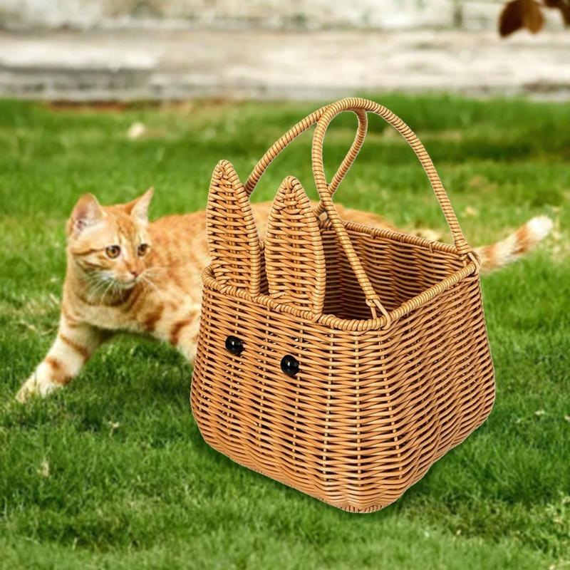 Roztomilé Kreslené Styly Ručně Tkaný Piknikový Koš Přenosný Doplněk pro Výlety a Kempování Každodenní Použití