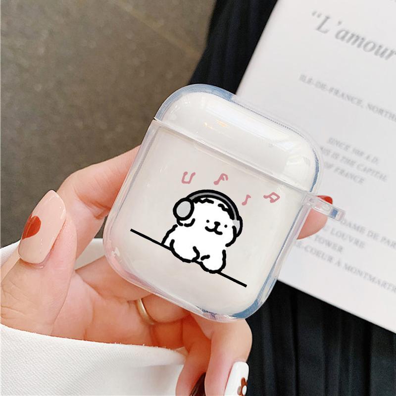 Earphone Case for AirPods 4 Pro3 Transparent Dog Puppy Cases for AirPods Pro2 3 4 1/2 Soft Silicone Protective Cover Box Cover