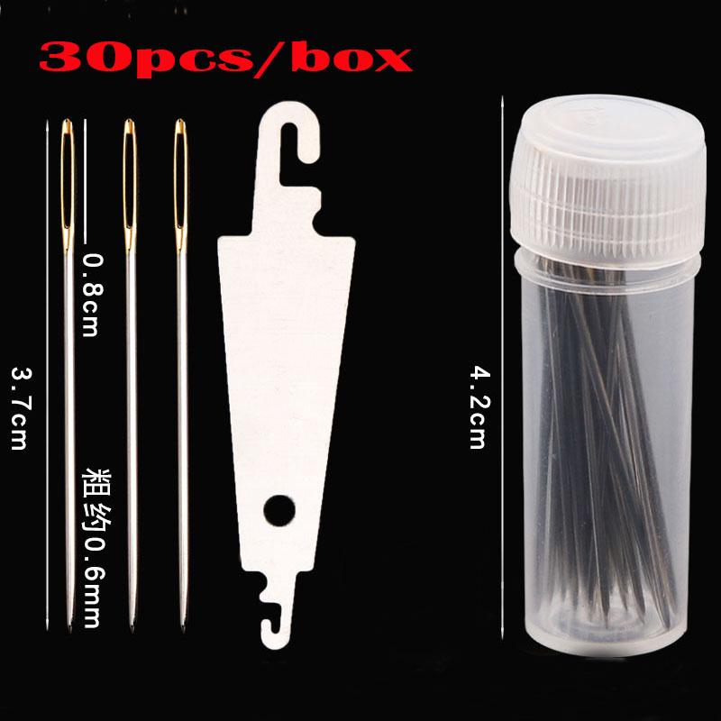 30 Stück/Karton Sticknadeln 3,4 cm - 4 cm Einfädelhilfe Nadel aus Edelstahl zum Nähen Haushalts-DIY-Basteln Kreuzstichwerkzeug