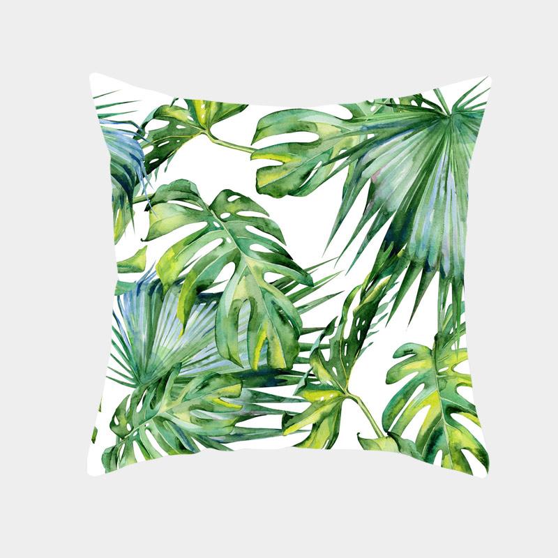 Tropical Plant Cushion Cover Polyester Green Leaf Decorative Pillow Cover Throw Pillow Cover Home Cushion Cover