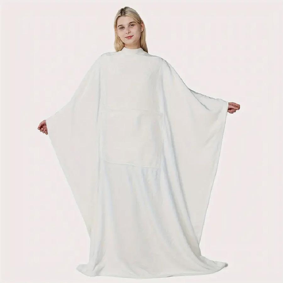 

Женский осенне-зимний теплый автомобильный плед с кондиционером и подушкой, мягкий и удобный фланелевый халат белый