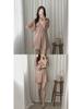 Korean Style Autumn/Winter 2024 Lantern Sleeve V-Neck Cinched Waist Knit Dress and Sweater Skirt