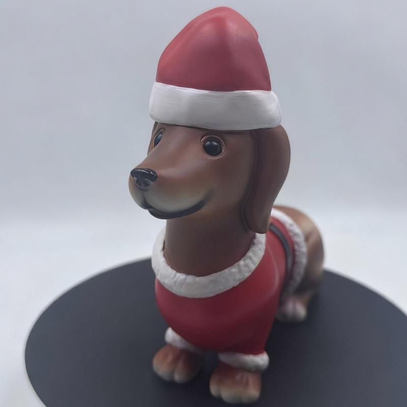 8Inch Christmas Dog Figurine Durable Resin Decoration For Mantels Display Holiday Gift Dog Lover