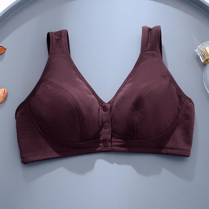 Ultra-thin. CM Smooth Surface Solid Color, No Steel Ring Front Buckle Type Cotton Bra Cover Gathering