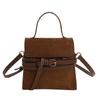 Vintage Suede-Like PU Mini Shoulder Bag Women Compact Square Crossbody With Magnetic Adjustable Strap
