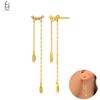 925 Silver Needle Vintage Gold Earrings Luxury Long Chain Tassel Crystal Hoop Earrings for Women Party Trend Jewelry