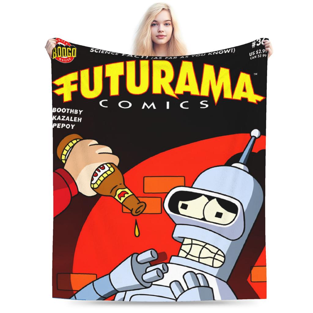 Futuramas Cartoon Comic Blanket Quality Warm Throw Blanket Winter Girls Boys Couch Chair Sofa Bed Funny Bedspread