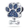 925 Silver Cute paws and Love lotus flowers Pendant Beads, Fit Necklace Bracelet DIY DIY Holiday Party Gifts