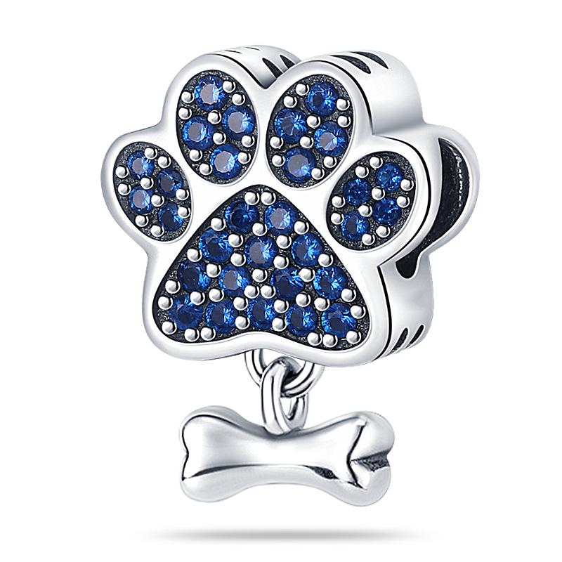 925 Silver Cute paws and Love lotus flowers Pendant Beads, Fit Necklace Bracelet DIY DIY Holiday Party Gifts