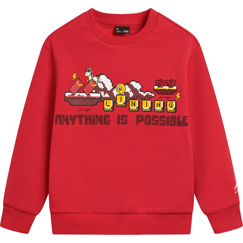 Детская новогодняя толстовка LI-NING с длинным рукавом и флисовой подкладкой 100