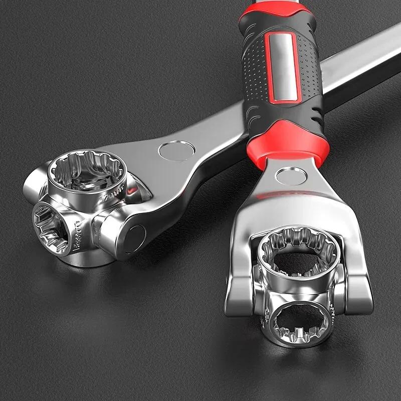 52 IN 1 Socket Wrench Multifunctional 360 Degree Rotating Ratchet Spline Bolt Socket Wrench Car Repair Hand Tool