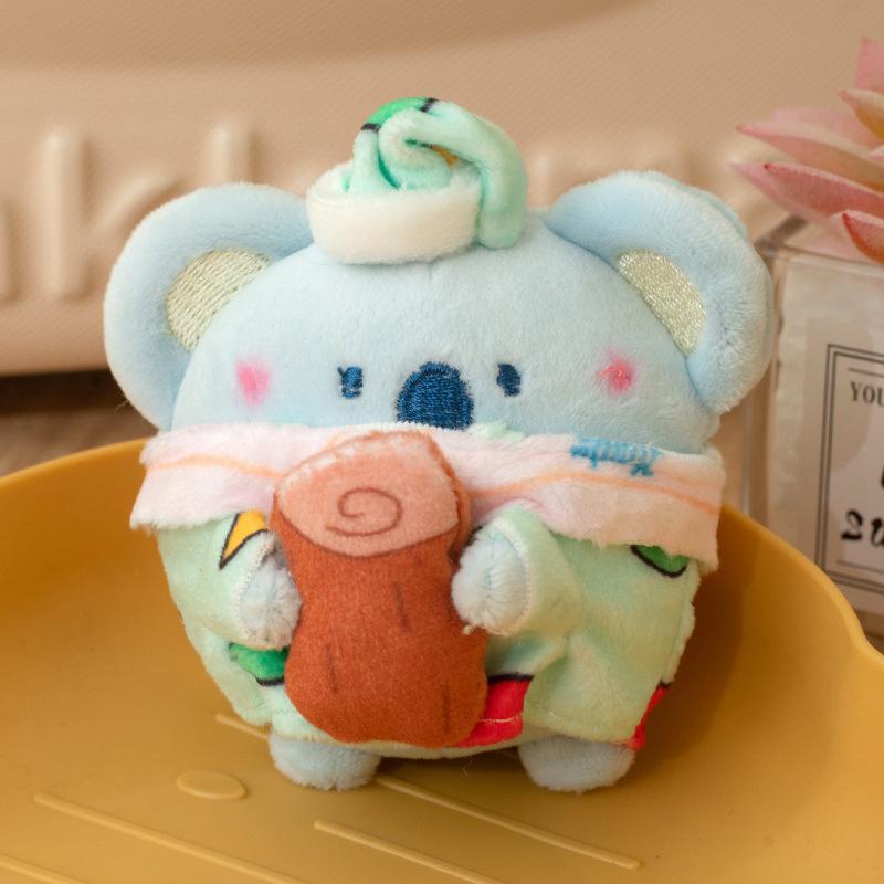 Cartoon Cute Good Night Piglet Fox Puppy Rabbit Koala Bear Plush Pendant Bag Keychain