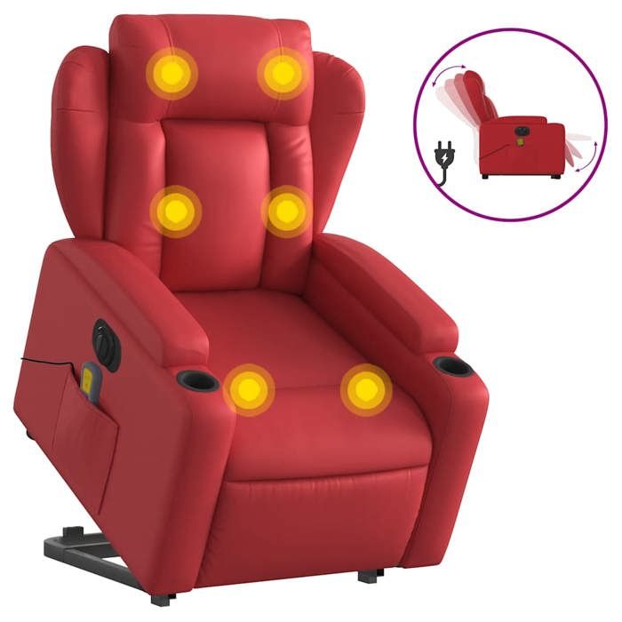 VidaXL Electric Massage Recliner Red Faux Leather 3204570
