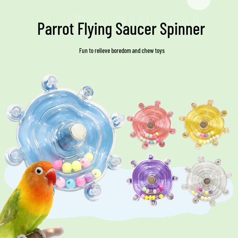 Parrot Spinner Toy: Decompression Flying Saucer for Cockatiels and Birds - Boredom Relief Wheel