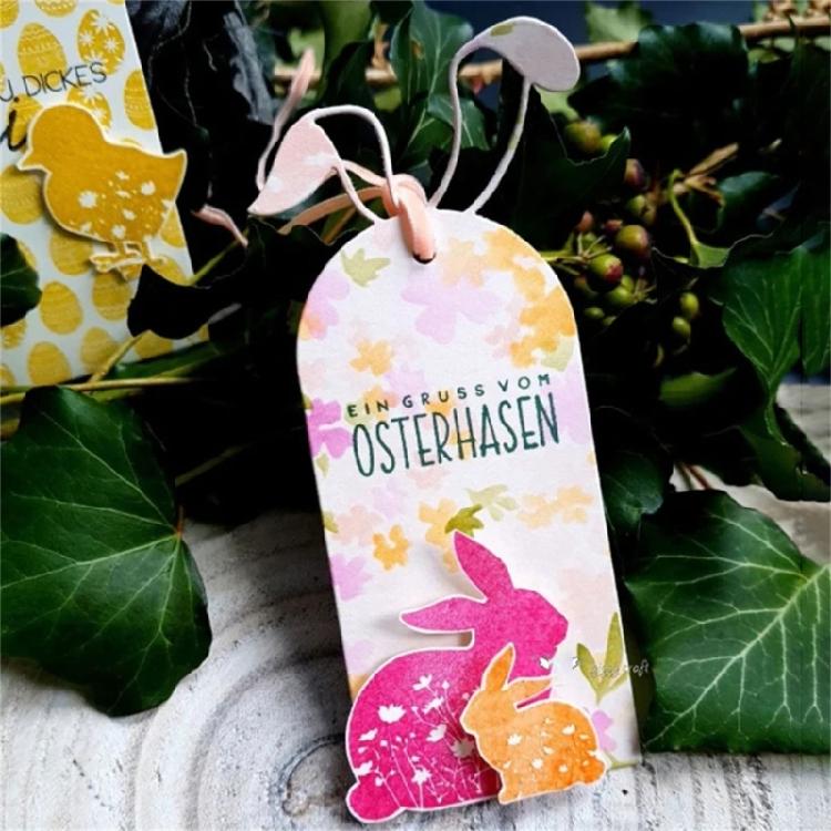 Easters Rabbits Label Cutting Dies for Scrapbooking Card Making Decorations Carbon Steel Die Cuts Embossing Stencils