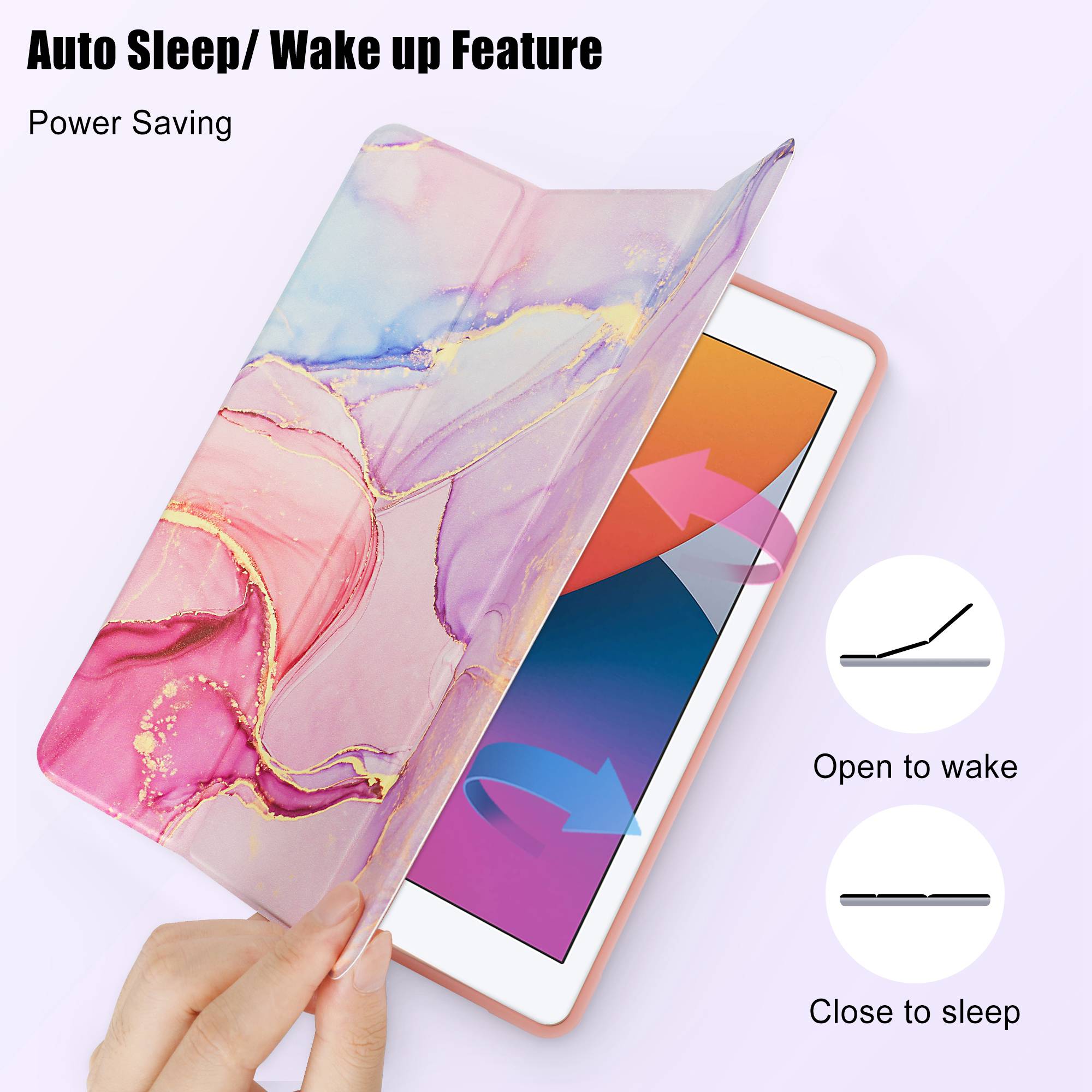 

For iPad 10.2 (2019)/(2020) Marble Pattern Tri-fold Stand PU Leather Tablet Case with Auto Wake/Sleep and Pen Slot A