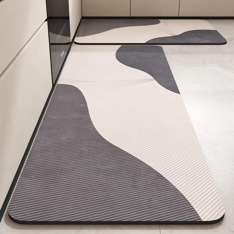 Set de Alfombrillas de Cocina Modernas Minimalistas de Tierra de Diatomeas - Absorbente de Agua y Aceite, Almohadilla Antideslizante para Pies