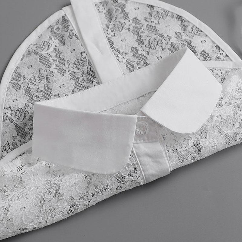 

Модный белый фальшивый воротник для женщин, съемные воротники, кружевная вышивка, фальшивый воротник, жемчуг, съемный воротник, Лолита, полурубашка