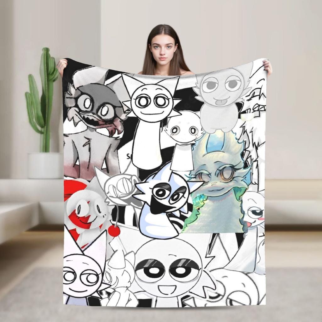 Sprunki Game Knitted Blanket Flannel Throw Blankets Summer Air Conditioning Portable Ultra-Soft Warm Bedspreads