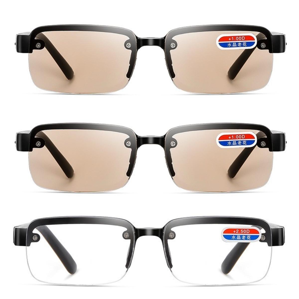 

3 PC Anti Blue Light Reading Glasses for Men Women Fashion PC Lens Glasses Presbyopia Glasses Metal Frame Eyeglasses +400