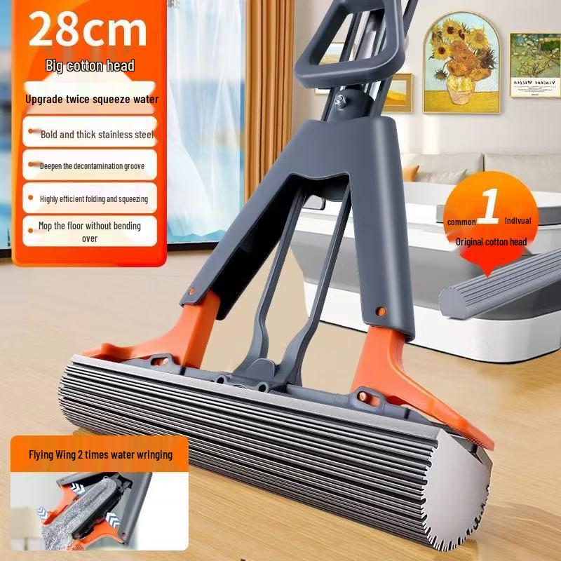 2025 New Foldable Cotton Mop: Hands-Free, Lazy Water Squeeze, Absorbent for Living Room Floors