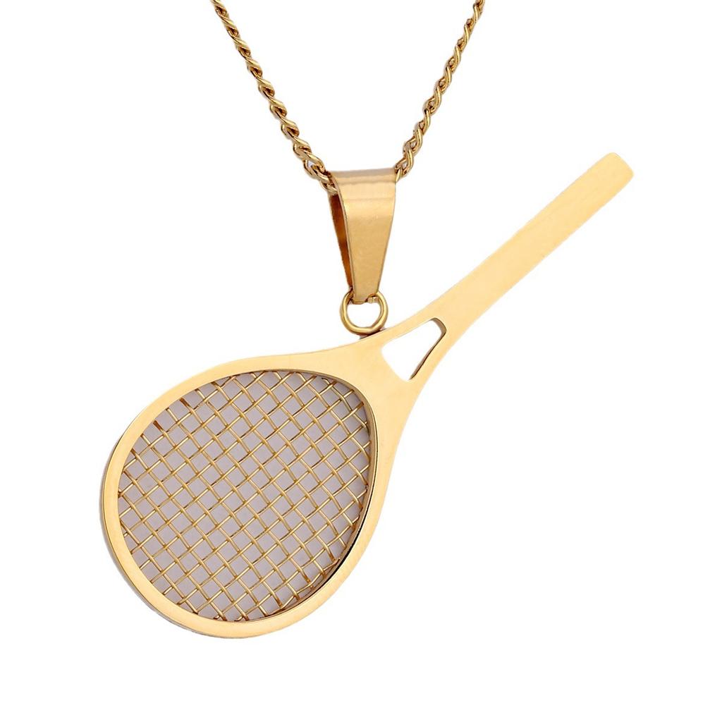 Cross-Border E-Commerce Best-Selling Item Sports Fitness Enthusiast Stainless Steel Creative Tennis Racket Pendant Bamboo Chain