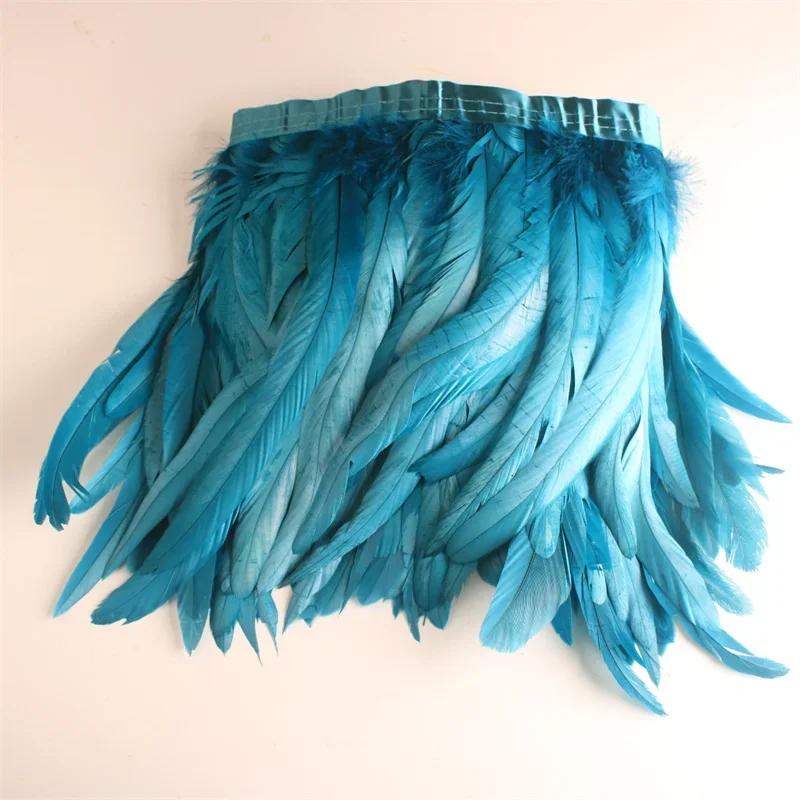 10Yard/lot Rooster Tail Feathers Trims for Needlework DIY Handicrafts 25-30cm Feather Fringes for Clothes Carnival Accessories