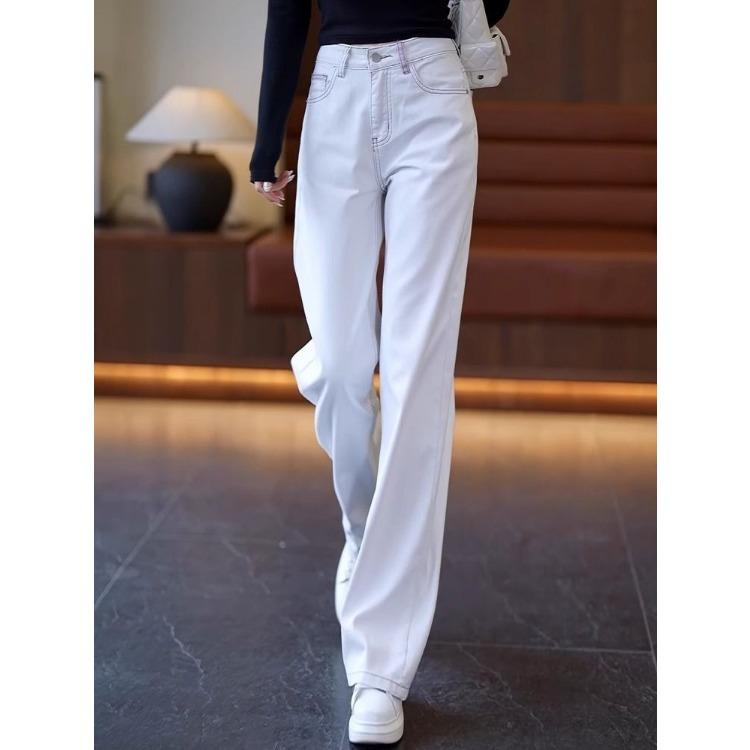 Blugi drepți cu talie înaltă pentru femei Spălare deschisă Modă de primăvară-toamnă Confortabili