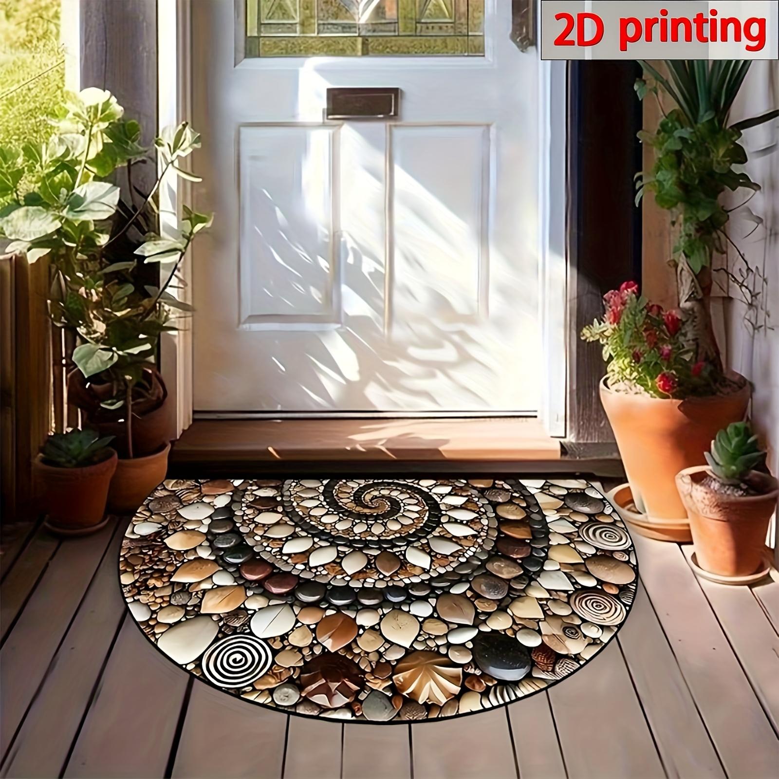 

Welcome Mat Featuring Vibrant 2D Pebbles And Seashells - Slip-Resistant And to Maintain, This Semi-Circular Mat Is Ideal for Both Indoor And Outdoor 40*60 cm (15*23 in)