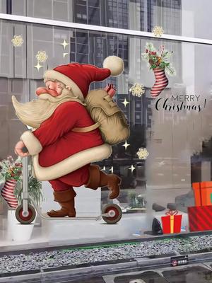 Výloha obchodu Santa Clause vánoční dekorace samolepky na zeď samolepky pro dekoraci atmosféry školní aktivity