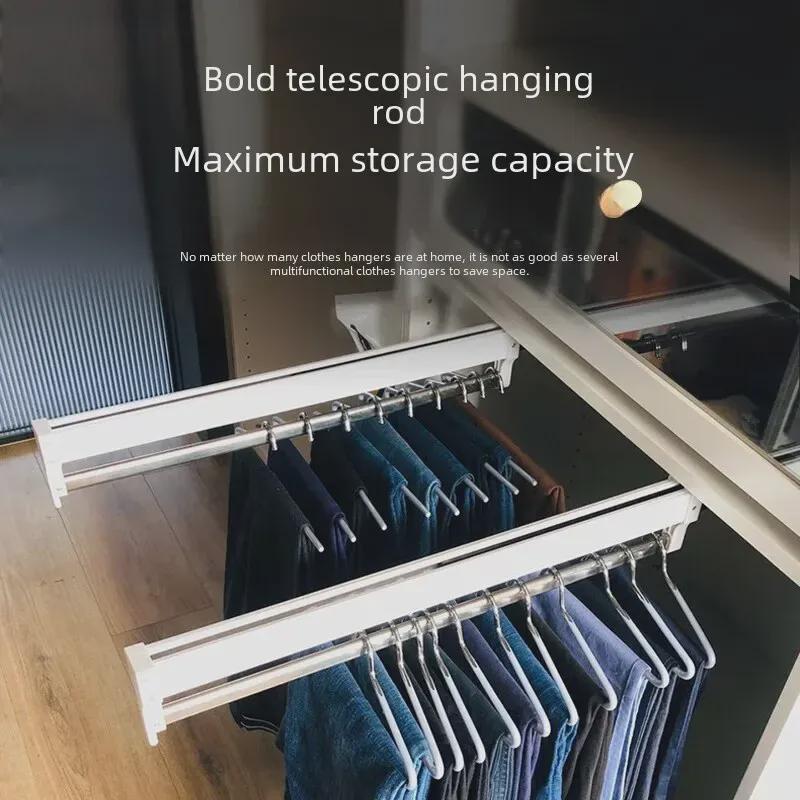 45cm Top-Mounted Telescopic Wardrobe Hanger: Pull-Out Clothes Rack for Cloakroom Storage