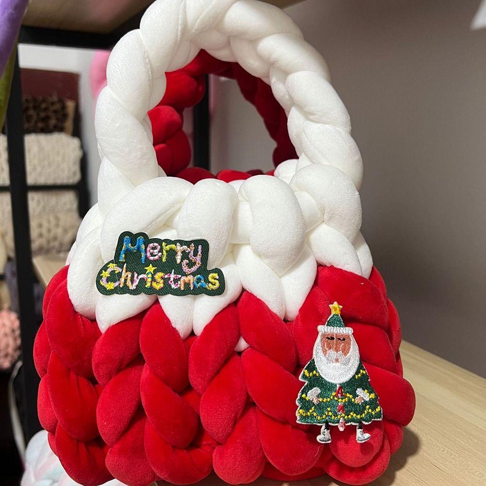 Large Capacity Christmas Handbag Hand Knitted Crochet Tote Bag Chunky Knit Bag  Christmas Gift
