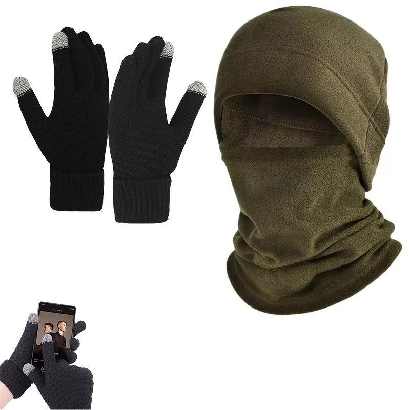 Outdoor Cycling Face Balaclava Scarf Gloves Winter Fleece Hat Sports Anti Cold Warm Neck Cover Skating Running Hiking Scarves