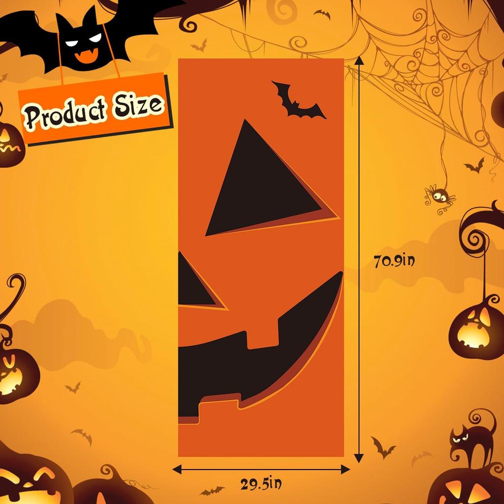 IMISHM Halloween Pumpkin Door Covers Halloween Door Decorations Halloween Door Banner Halloween Decorations for Front Door Halloween Porch Sign for