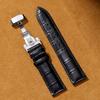 Business Casual Black Brown Genuine Calfskin Leather Watch Band Strap Butterfly Buckle Crocodile Pattern Bracelet 18 20 22 24mm