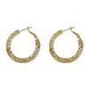 Unique Metal Texture Round Hoop Earrings - Women's Simple Cool Style Ear Studs