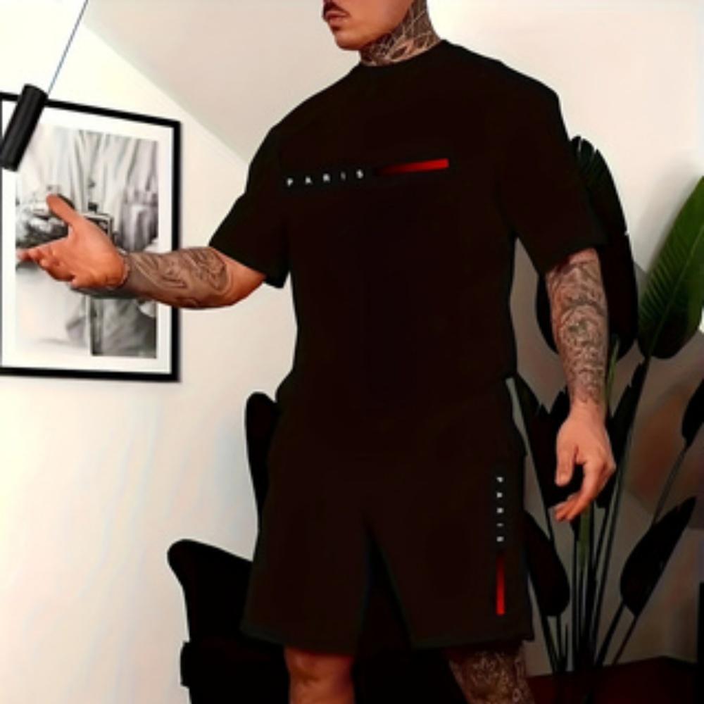 

Новое поступление, летний спортивный костюм для мужчин, однотонная футболка с коротким рукавом 3D + шорты, комплект из 2 предметов, свободный повседневный костюм, мужская одежда XL