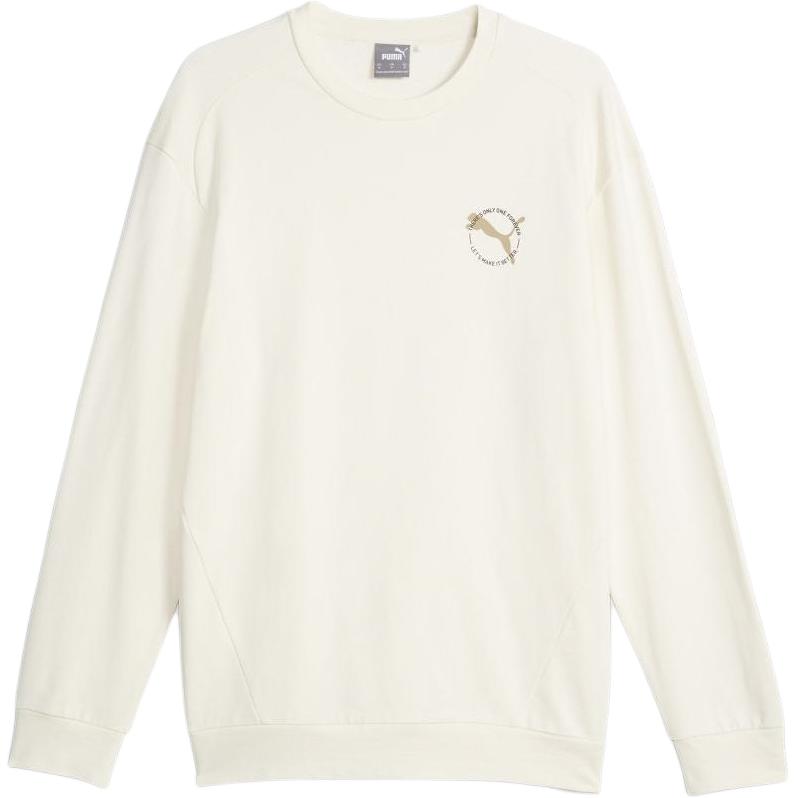 Puma Better Sportswear Solid Color Crew Neck Long Sleeve Sweatshirt Men Sweatshirt White 676063-99
