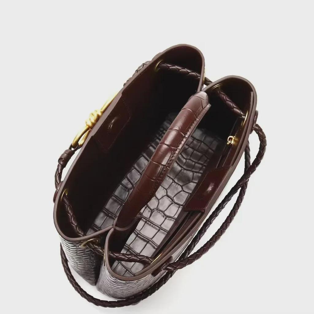 Premium Cowhide Shoulder Bag - 2024 Large Crocodile Pattern Handbag, Versatile Women's Tote