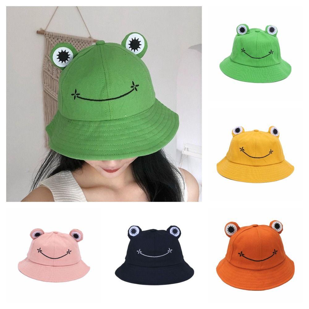 New Breathable Frog Bucket Hats Parent-Unisex with Big Eyes Sun Shading Caps Foldable Fishing Caps Summer Outdoor