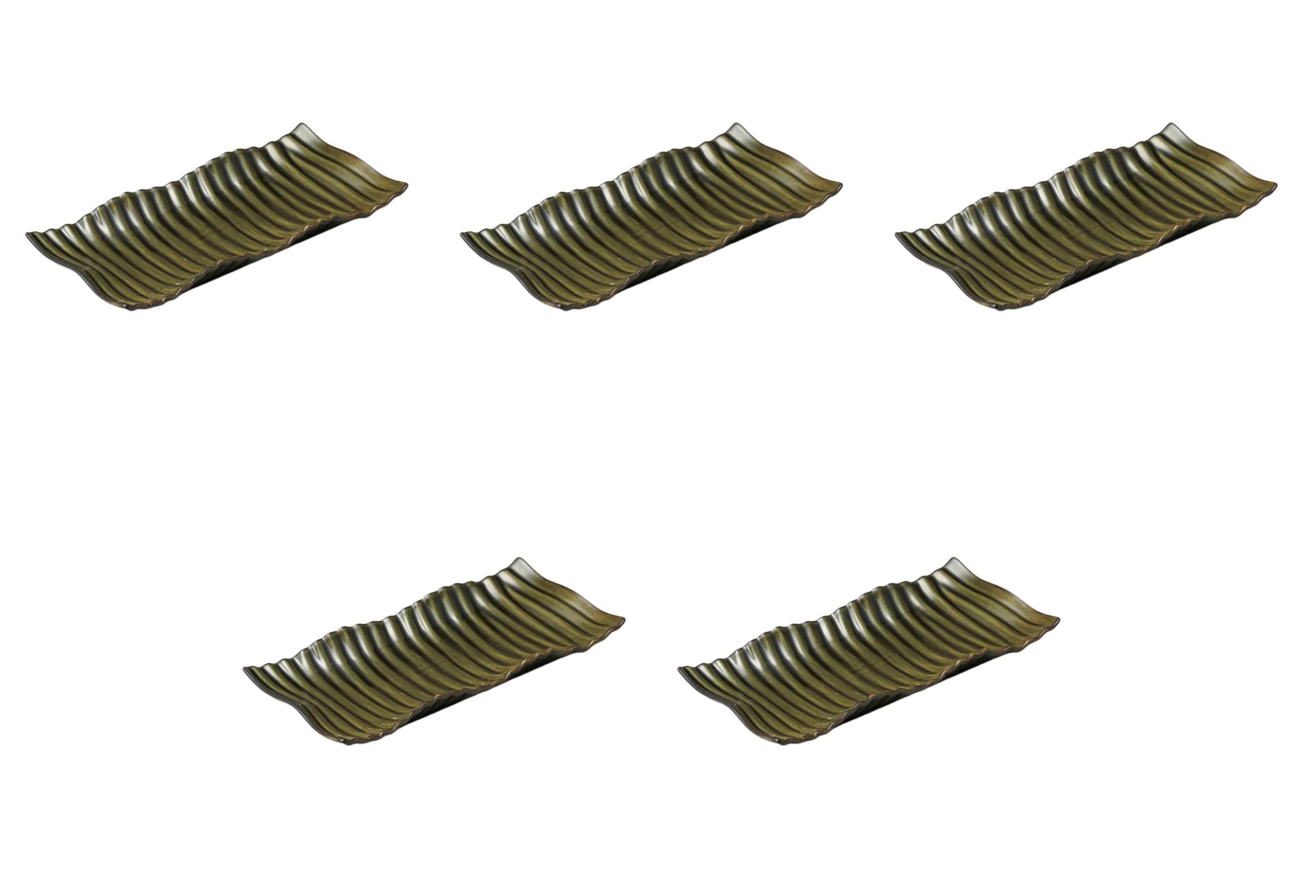 

Set of 5 Eclectic Kai Oribe 31cm Long Vegetable Plates x 15 x Large Rectangular Plates by Setomonohonpo [31.5 3.3 cm]