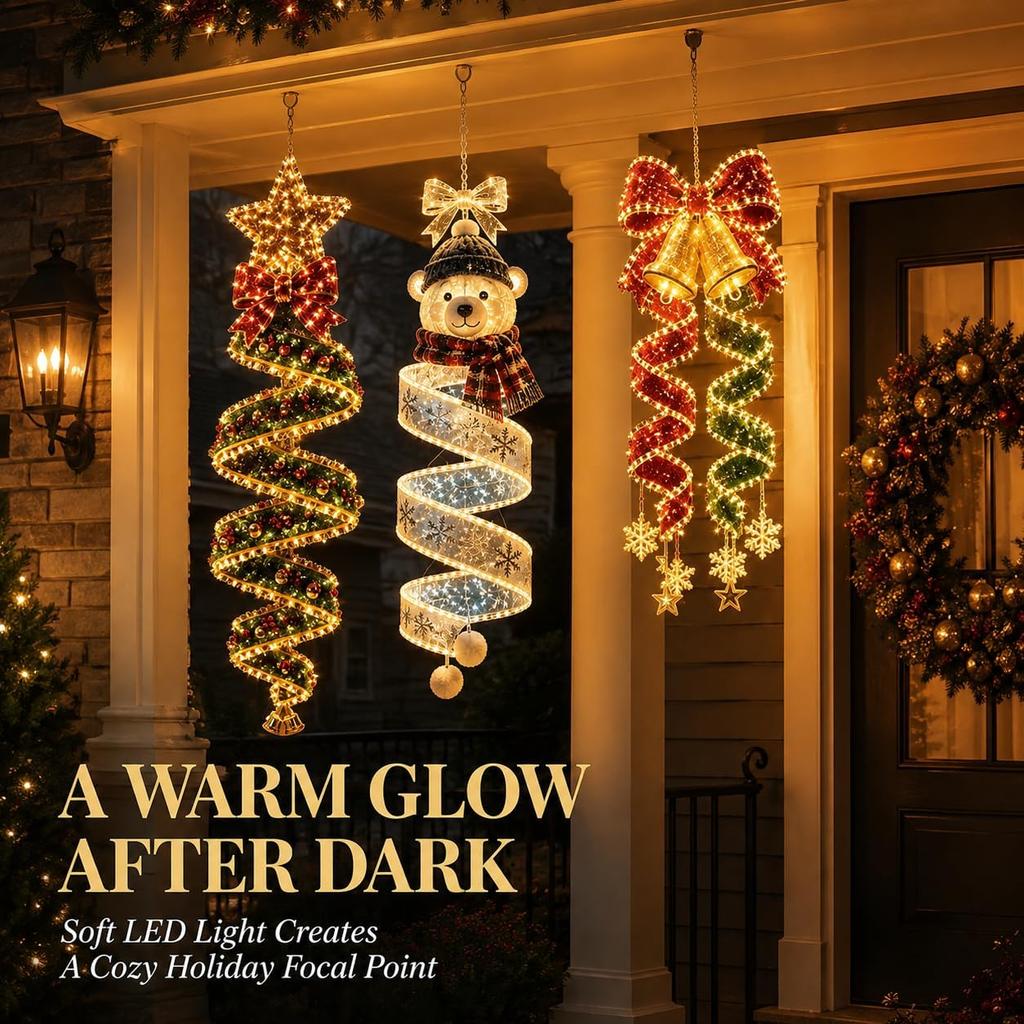 Christmas spiral chandelier series holiday porch LED decoration five-pointed star