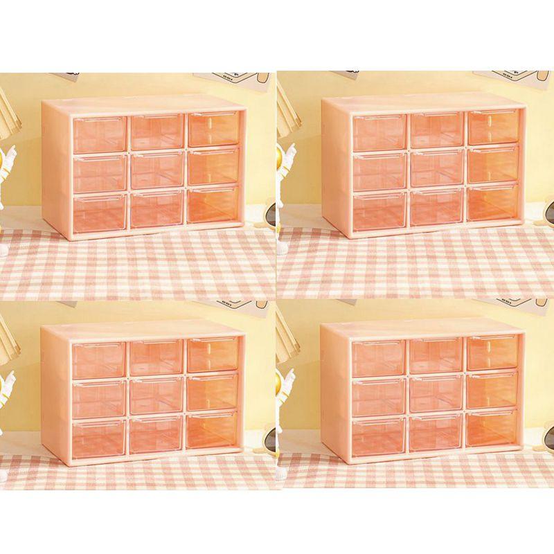 4pcs 9 Grid Storage Boxes Organizer Transparent Small Drawer Partitioned Student Desktop Wall-mounted Sundries Storage Box Cute