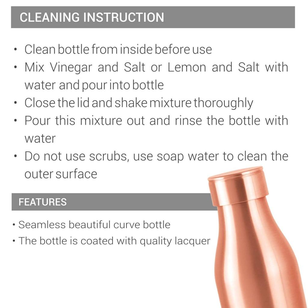 Copper Charge 1000 Water Bottle, Set of 2, 930 ml Each, Copper | 100% Leak Proof | Office | Gym Bottle | Yoga