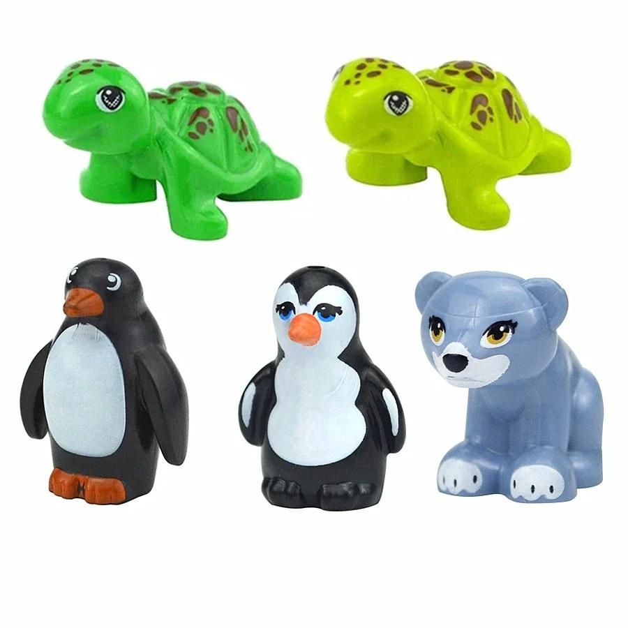 MOC Blocuri de Construcție Animale Particule Mici Scenă Tigru Oaie Rață Cal Balene Model Educațional Zoo Asamblat Cadou DIY Cărămizi Jucărie