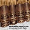 Pack of 4 Hand Carving Wooden Mask Wall Hangings Polynesian Themed Home Decorative Item for Indoor and Outdoor Space