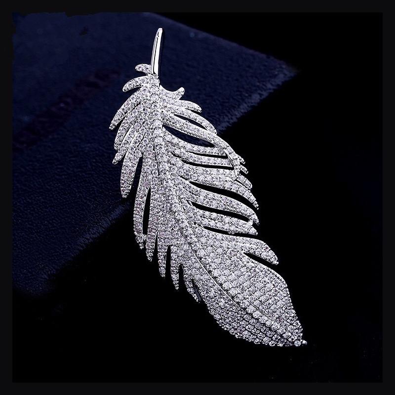 Christmas Brooch Pin Large Feather Pendant Necklace Women Multiple Wear Methods Jewelry.
