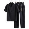 2024 Summer Men's Plus Size Retro Chinese-Style Loose Linen Two-Piece Set