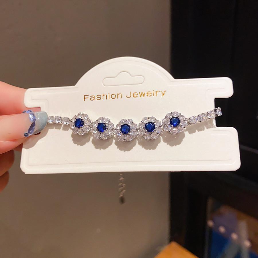 Floral Zirconia Pendant Bracelet For Women Elegant Summer Jewelry Gift For Ladies